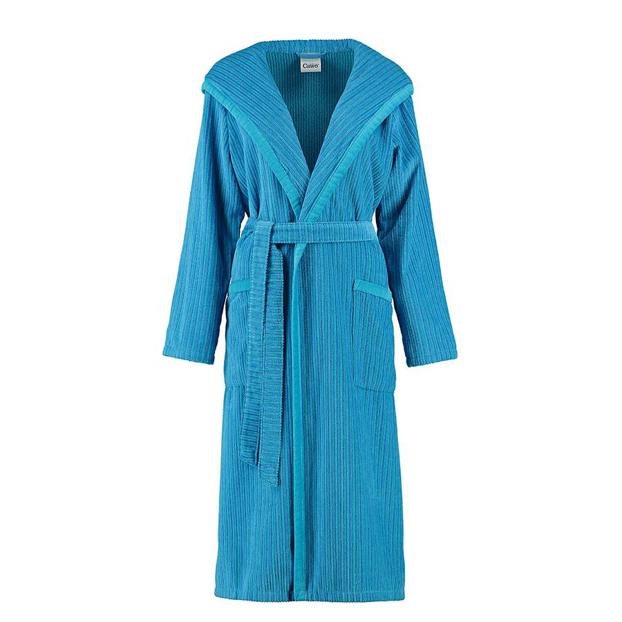 bademantel damen blau baumwolle