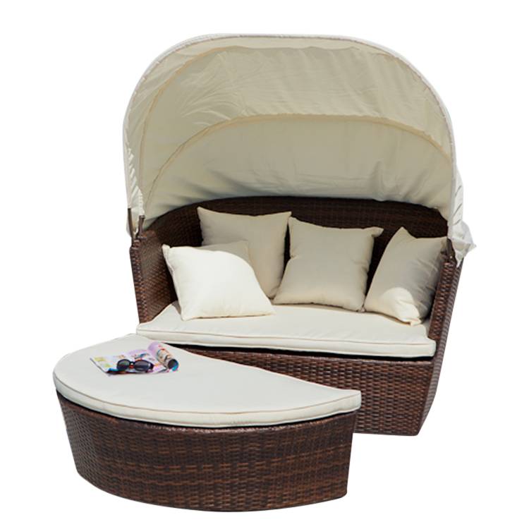 Relaxinsel Neapel Polyrattan Braun/Polyester Creme Home24