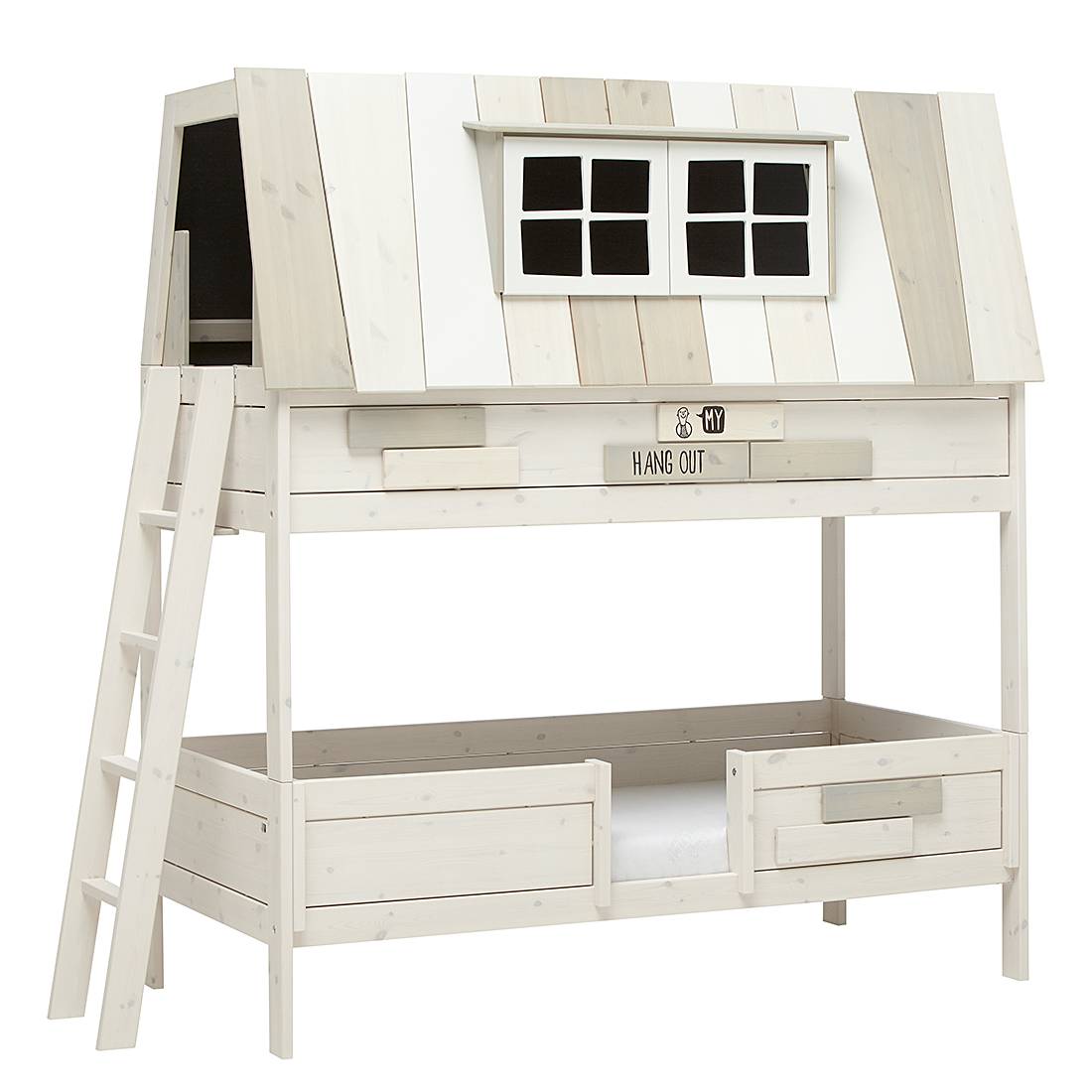 Abenteuerbett Hang Out Lifetime Original - Kiefer massiv - Whitewash - Mit Deluxe Lattenrost, Lifetime Kidsrooms