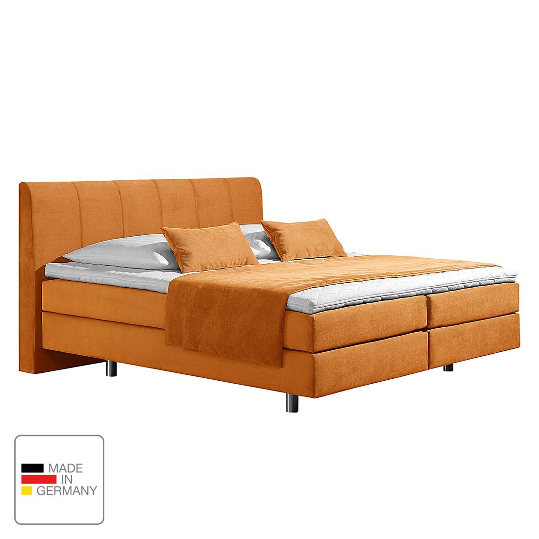 Boxspringbett Baila - Webstoff - 180 x 200cm - H2 bis 80 kg - Tonnentaschenfederkernmatratze - Gelb, Monaco
