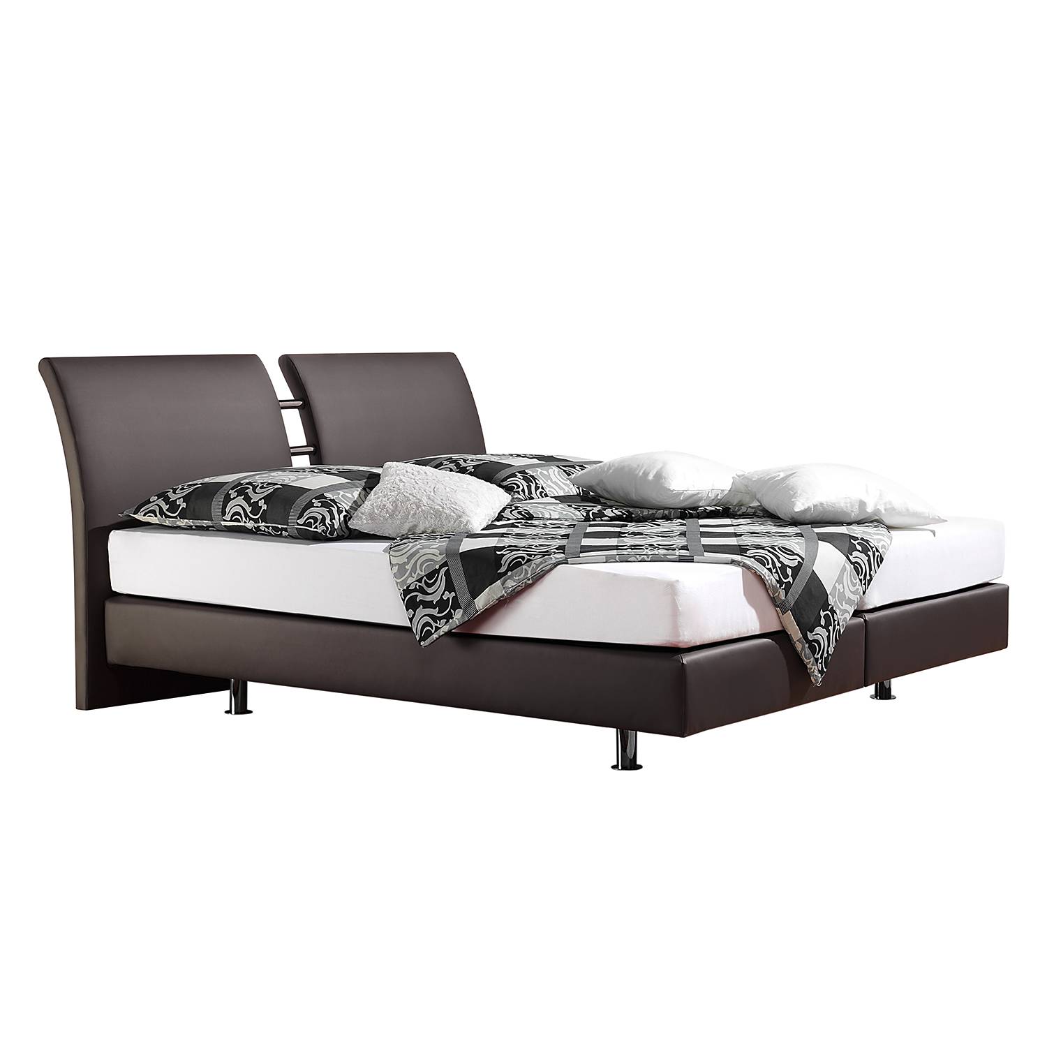Boxspringbett Cavan - Kunstleder - 160 x 200cm - H3 ab 80 kg - Tonnentaschenfederkernmatratze - Anthrazit, Monaco