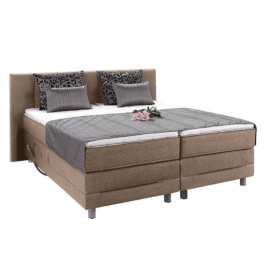 Boxspringbett Kendrick (mit Elektromotor) - inkl. Topper - 180 x 200cm - H3 ab 80 kg - Hellbraun, Breckle