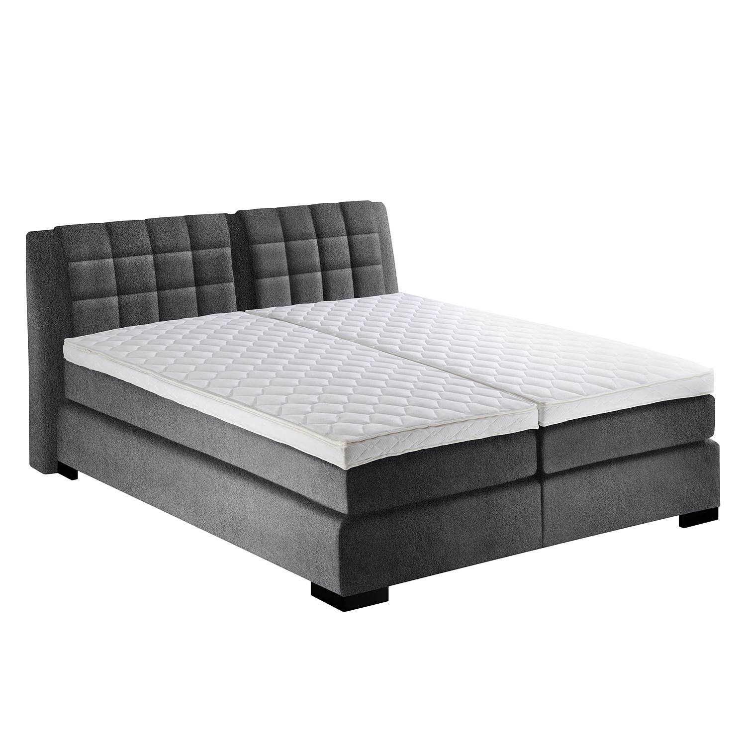 Boxspringbett La Gomera (inklusive Topper) - Webstoff - 180 x 200cm - H2 bis 80 kg / H3 ab 80 kg - Bonellfederkernmatratze - Grau, Nova Dream Sleepline