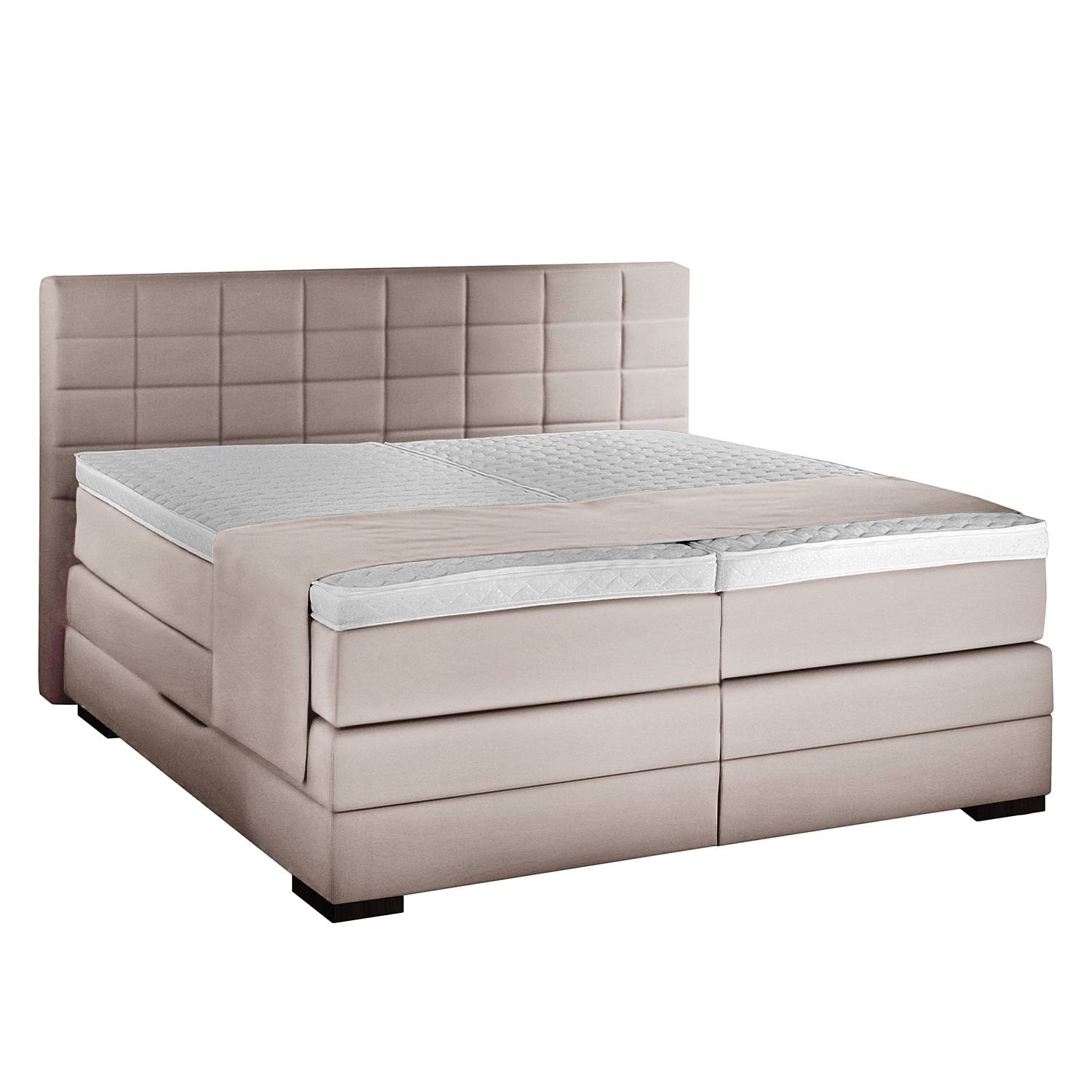 Boxspringbett Las Americas (inklusive Bettkasten & Topper) - Webstoff - 140 x 200cm - H4 ab 100 kg - Beige, Nova Dream Sleepline