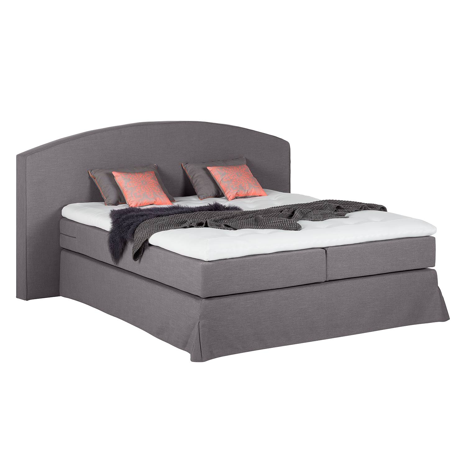 Boxspringbett Romantic Night - 200 x 200cm - H3 ab 80 kg - Tonnentaschenfederkern - Lehm, Grand Selection