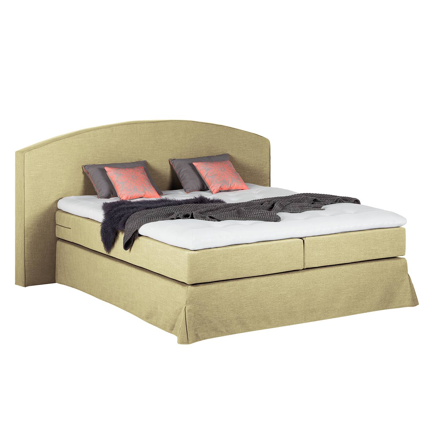 Boxspringbett Romantic Night - 200 x 200cm - H2 bis 80 kg - Bonellfederkern - Ocker, Grand Selection