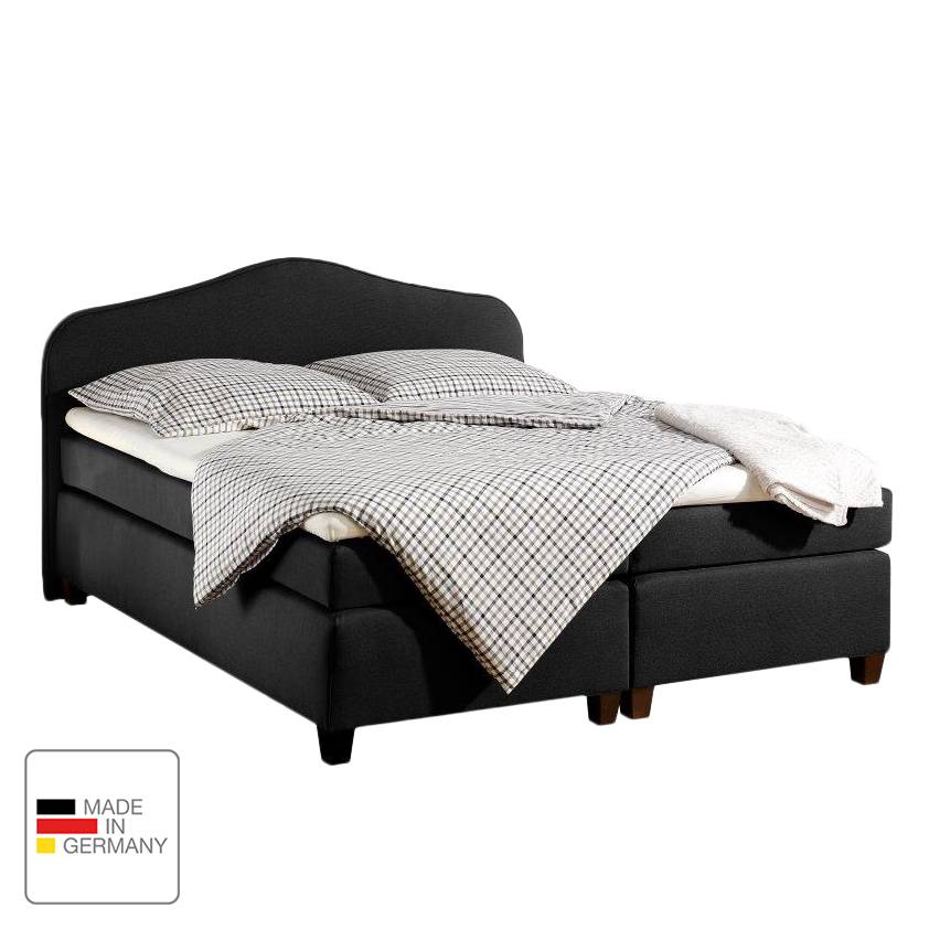 Boxspringbett Nevan - Webstoff - 180 x 200cm - H2 bis 80 kg - Kaltschaummatratze - Anthrazit, Monaco