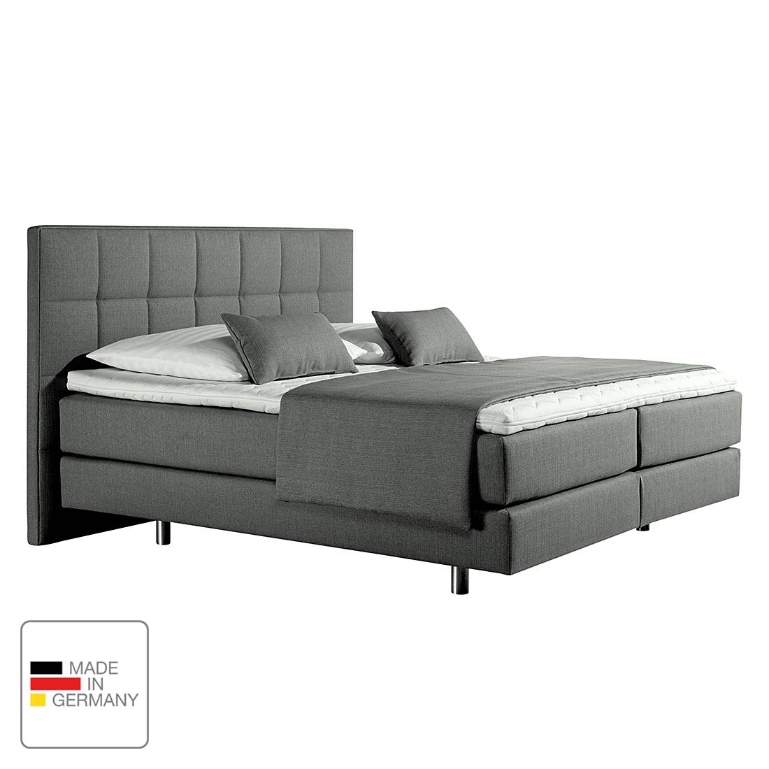 Boxspringbett Tevin - Webstoff - 180 x 200cm - H2 bis 80 kg - Tonnentaschenfederkernmatratze - Anthrazit, Monaco