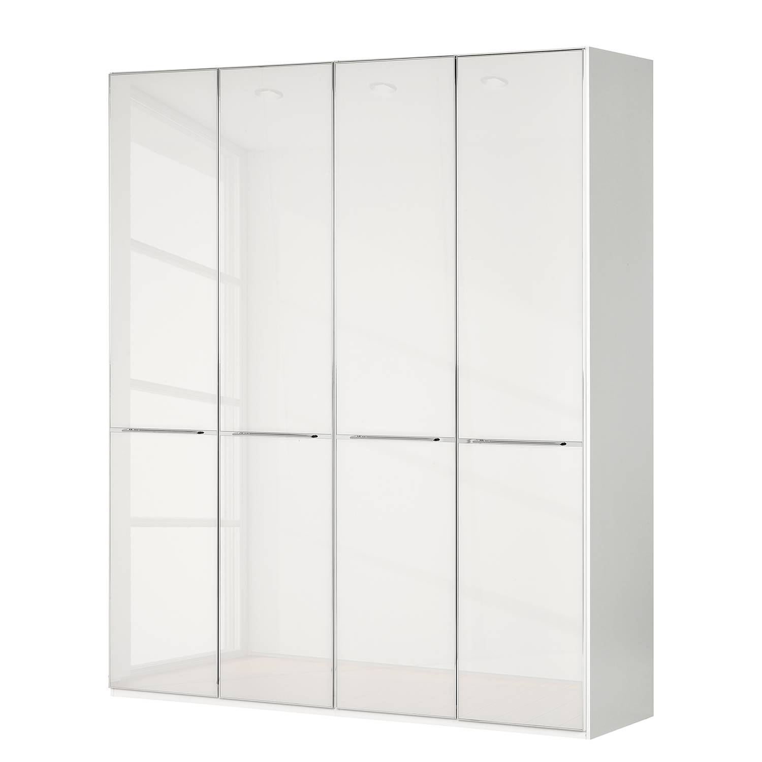 Drehtürenschrank Chicago I - Glas Weiß - 200 cm (4-türig) - 216 cm, Althoff