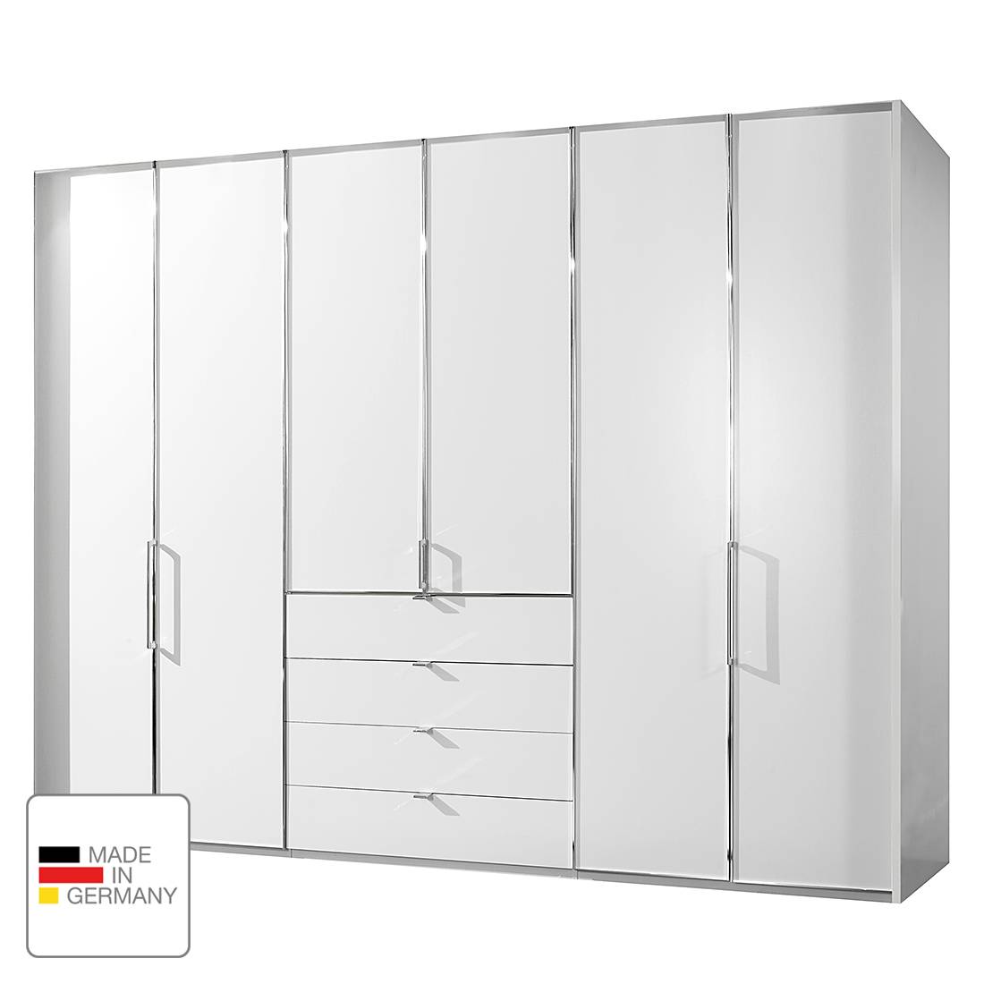 Drehtürenschrank Monza - Alpinweiß - Ohne Beleuchtung - 200 cm (4-türig) - 216 cm - Ohne Passepartoutrahmen, Althoff
