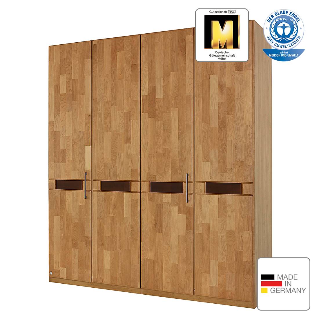 Drehtürenschrank Sarah I - Erle teilmassiv - lackiert - Schrankbreite: 189 cm - 4-türig, Rauch Steffen