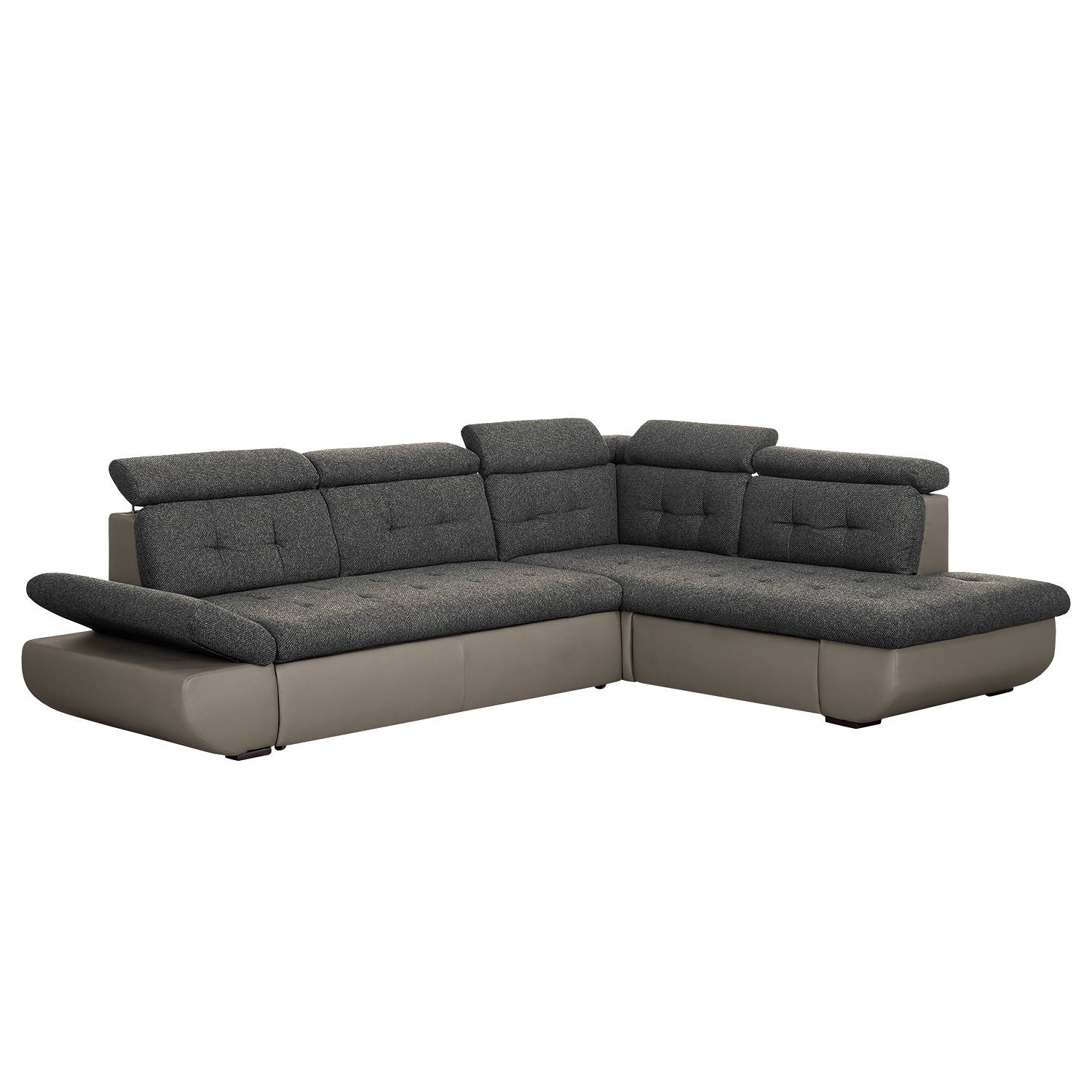 Ecksofa Auletta (mit Schlaffunktion) - Webstoff - Longchair/Ottomane davorstehend rechts - Braun, roomscape