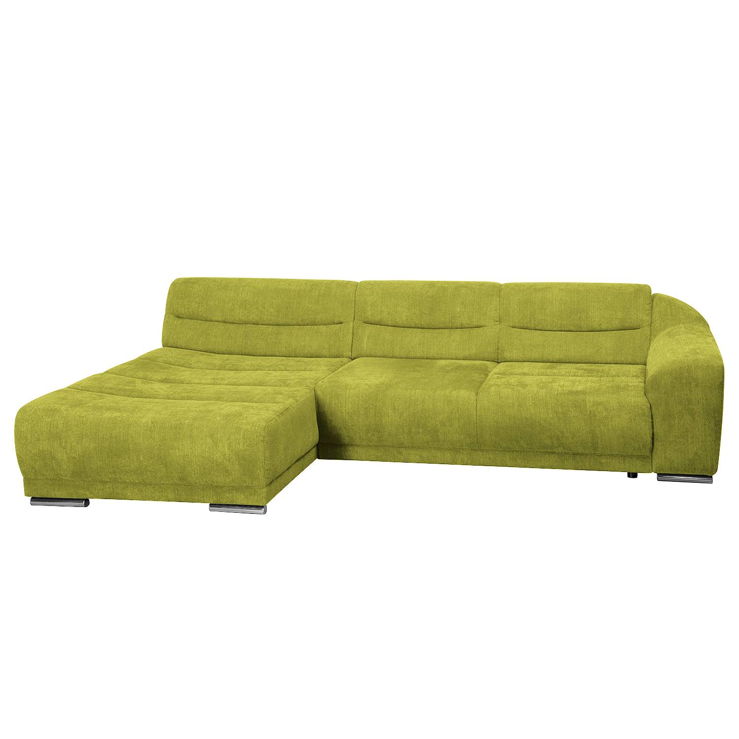 Ecksofa Carman - Webstoff - Longchair/Ottomane davorstehend links - Mit Schlaffunktion - Grün, Nuovoform