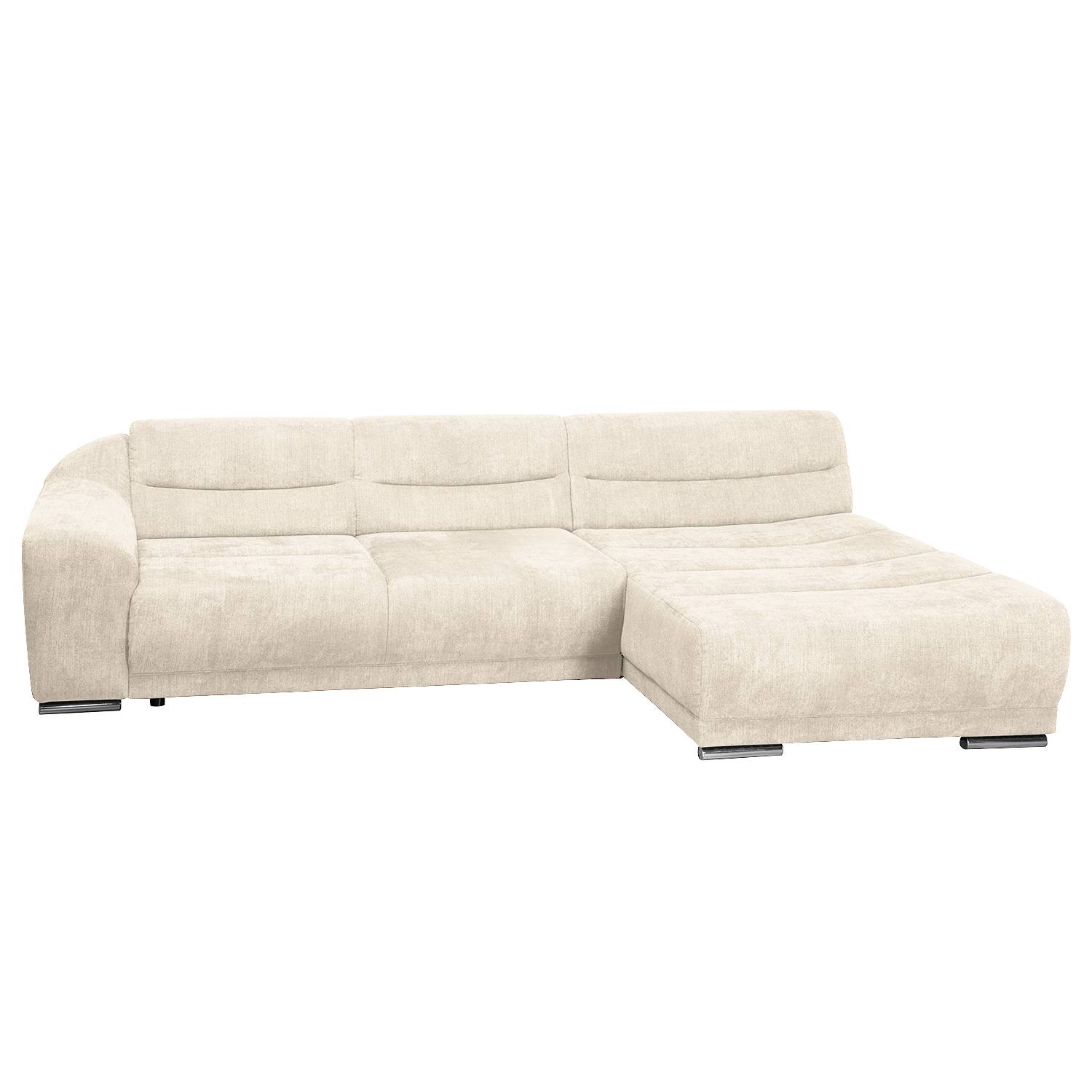 Ecksofa Carman - Webstoff - Longchair/Ottomane davorstehend rechts - Mit Schlaffunktion - Beige, Nuovoform
