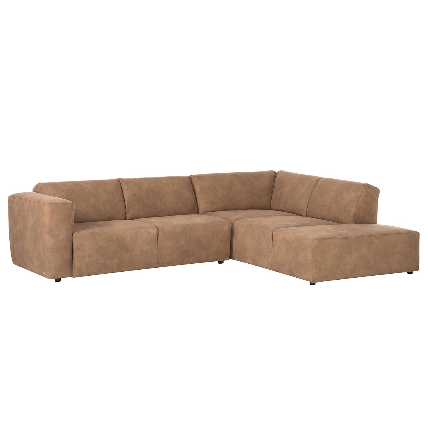 Ecksofa Estepa II - Microfaser - Longchair/Ottomane davorstehend rechts - Keine Funktion - Hellbraun, Naturoo