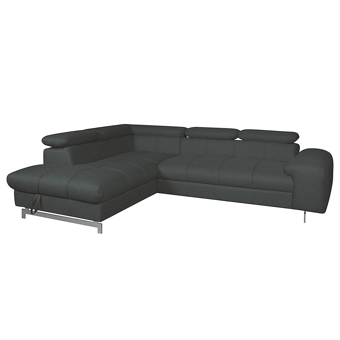 Ecksofa Ferch (mit Schlaffunktion) - Flachgewebe - Longchair/Ottomane davorstehend links - Schwarz, Cotta