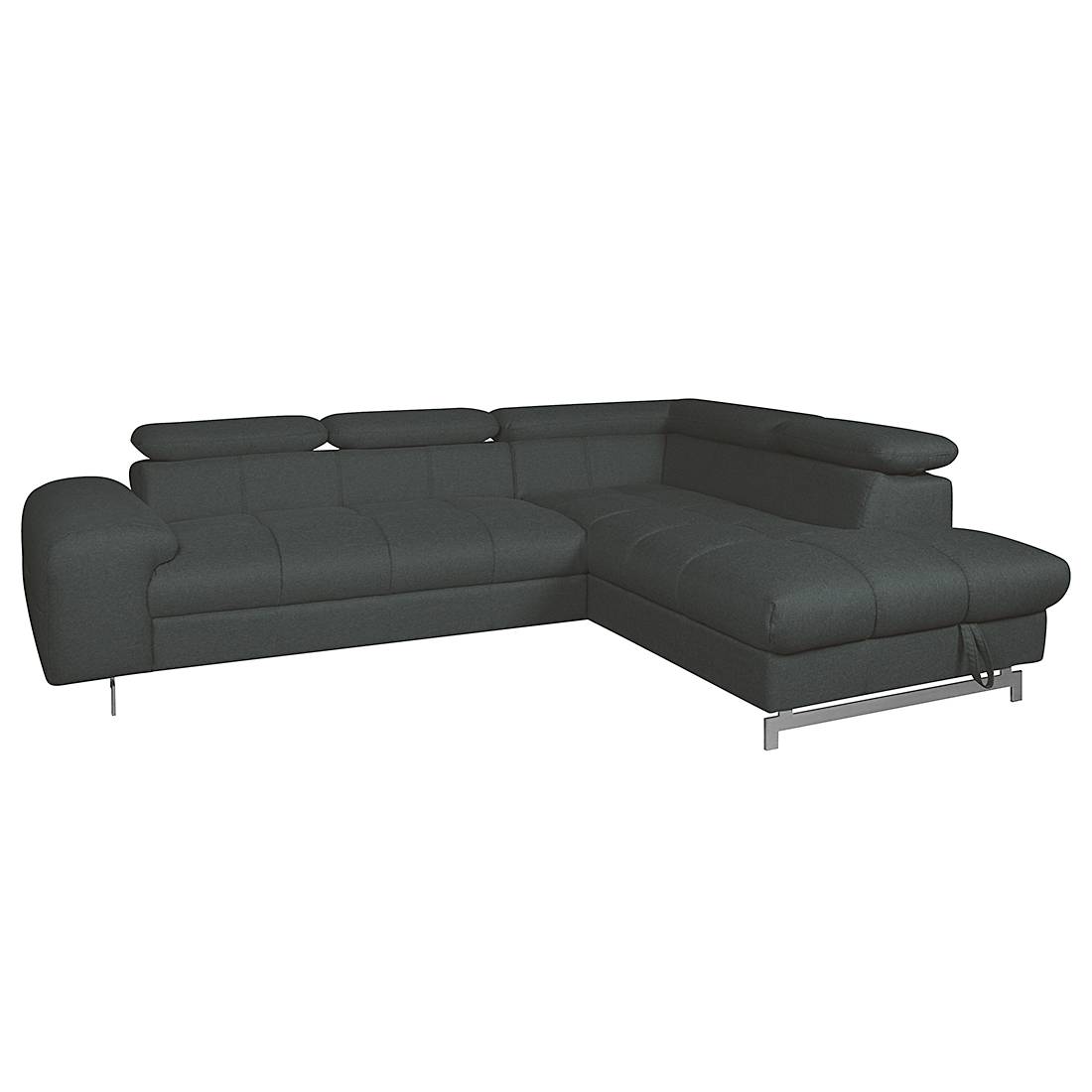 Ecksofa Ferch (mit Schlaffunktion) - Flachgewebe - Longchair/Ottomane davorstehend rechts - Schwarz, Cotta
