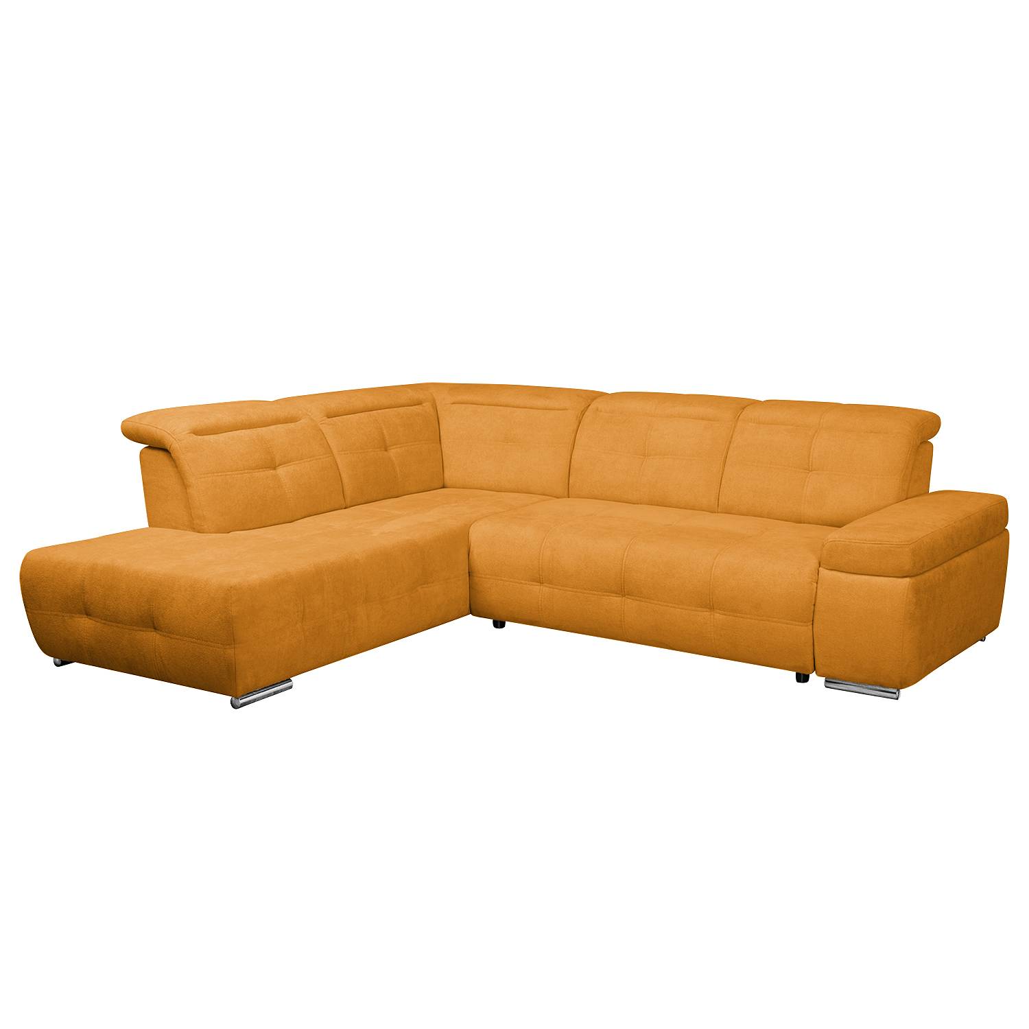 Ecksofa Gimli - Webstoff - Longchair/Ottomane davorstehend links - Ohne Schlaffunktion - Orange, Nuovoform