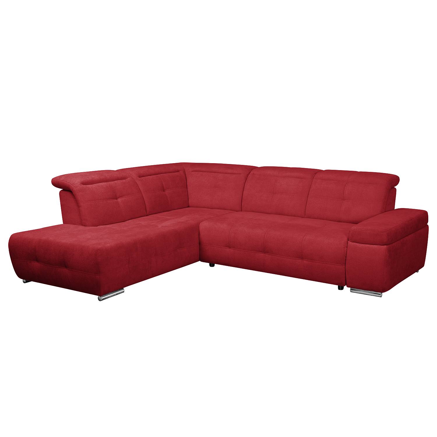 Ecksofa Gimli - Webstoff - Longchair/Ottomane davorstehend links - Ohne Schlaffunktion - Rot, Nuovoform