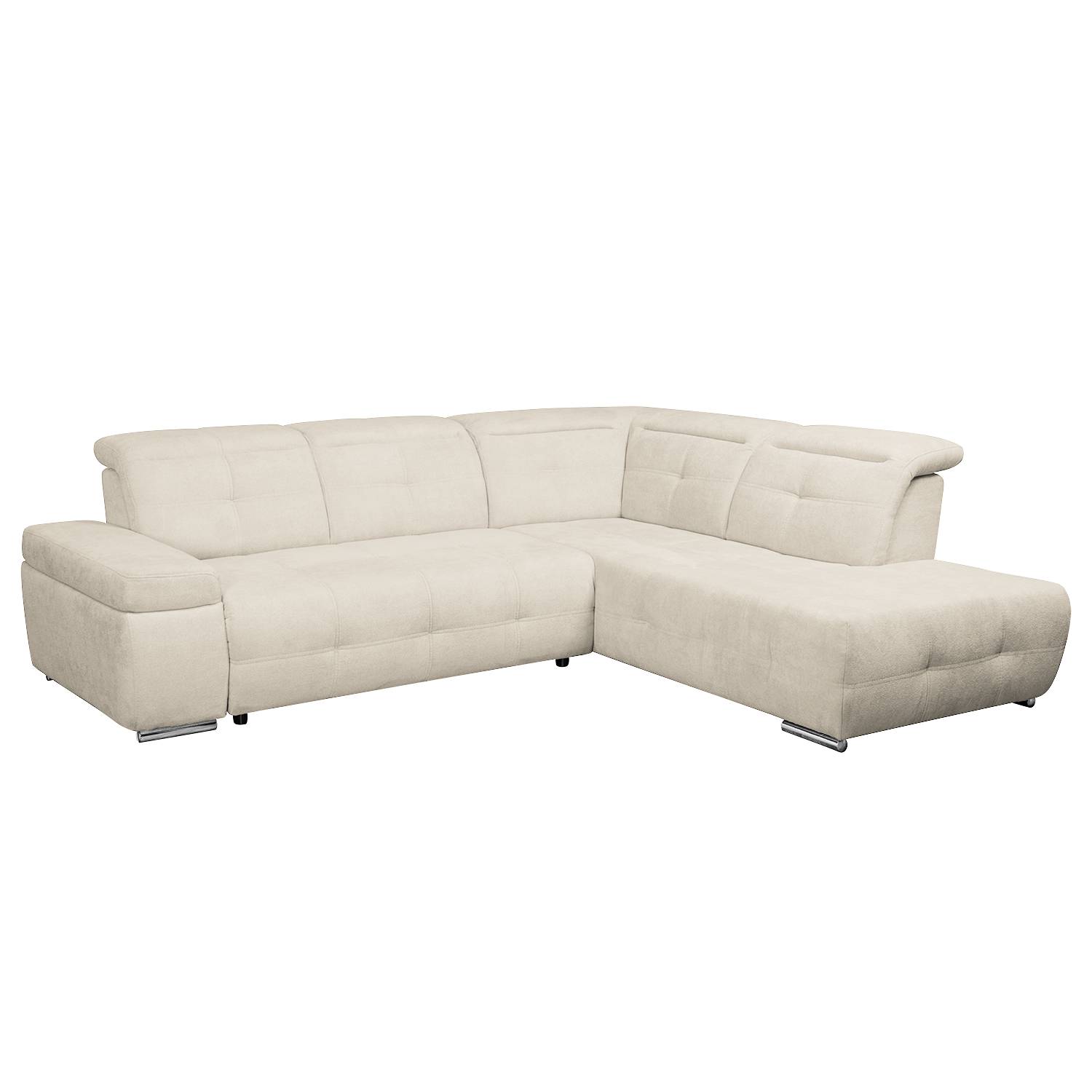 Ecksofa Gimli - Webstoff - Longchair/Ottomane davorstehend rechts - Ohne Schlaffunktion - Beige, Nuovoform