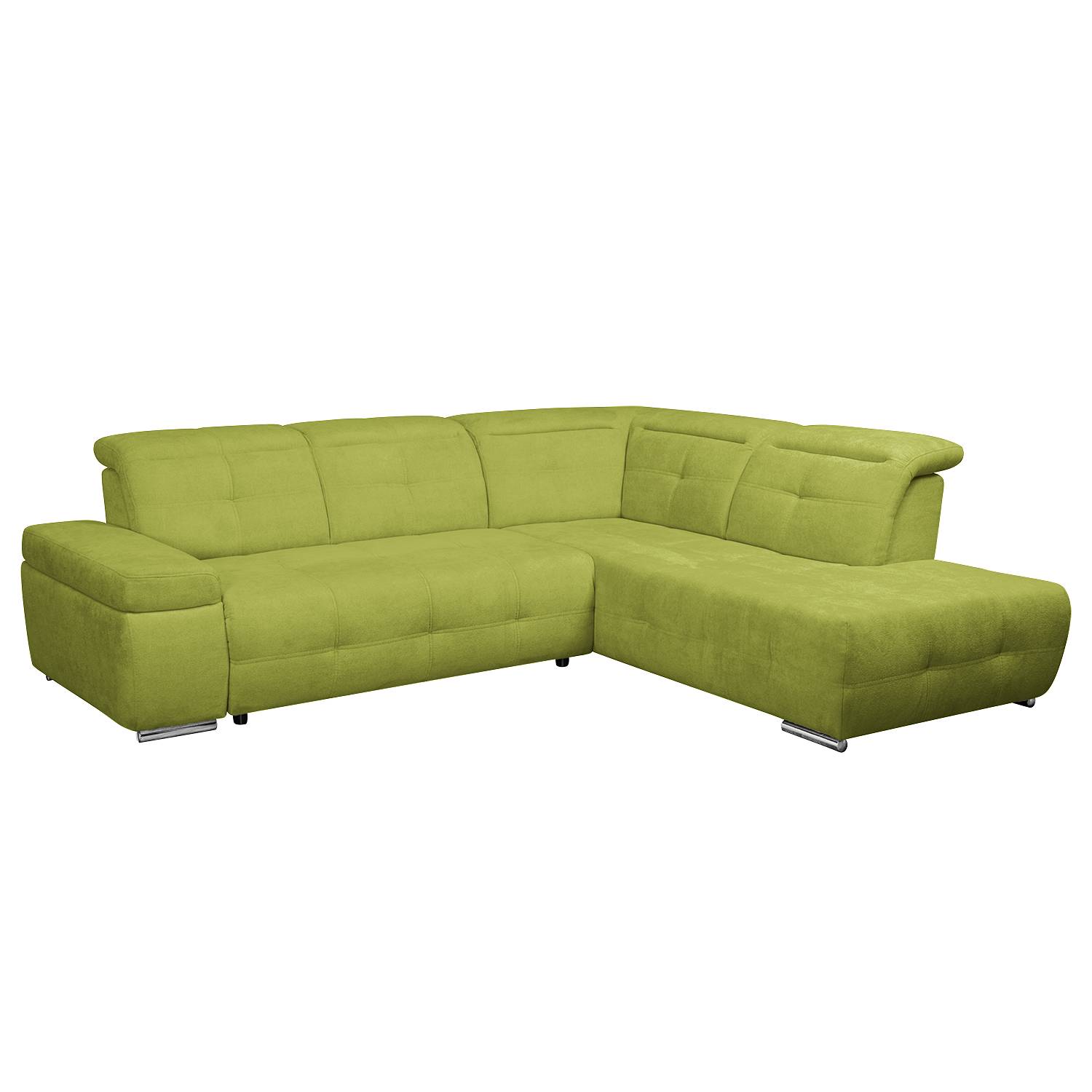 Ecksofa Gimli - Webstoff - Longchair/Ottomane davorstehend rechts - Ohne Schlaffunktion - Grün, Nuovoform