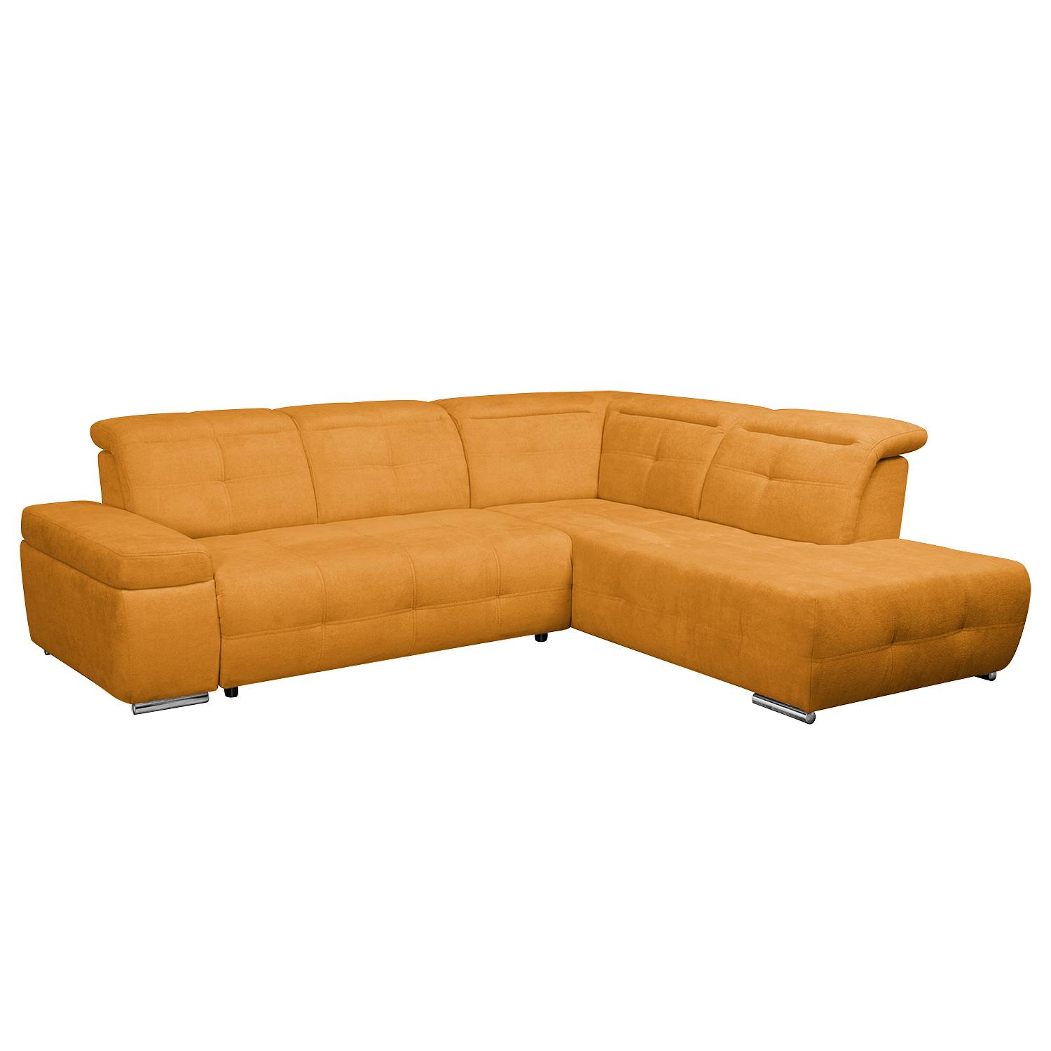 Ecksofa Gimli - Webstoff - Longchair/Ottomane davorstehend rechts - Ohne Schlaffunktion - Orange, Nuovoform