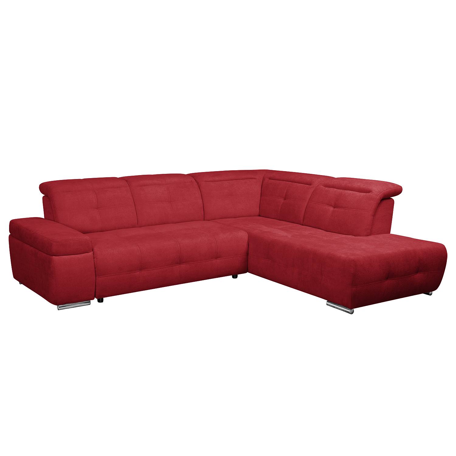 Ecksofa Gimli - Webstoff - Longchair/Ottomane davorstehend rechts - Ohne Schlaffunktion - Rot, Nuovoform