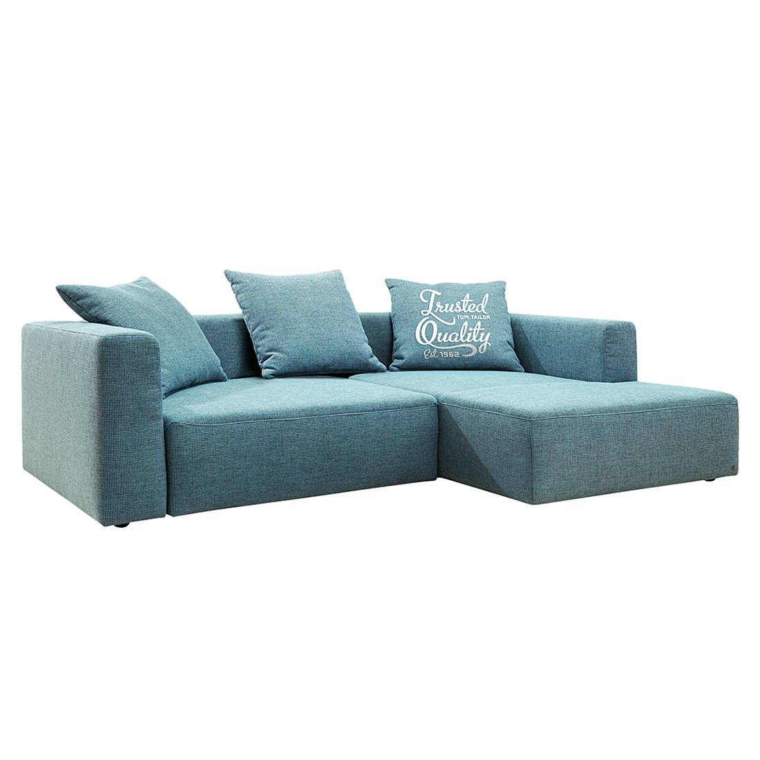 Ecksofa Heaven Casual - Webstoff - Longchair/Ottomane davorstehend rechts - Mit Schlaffunktion - Aqua, Tom Tailor