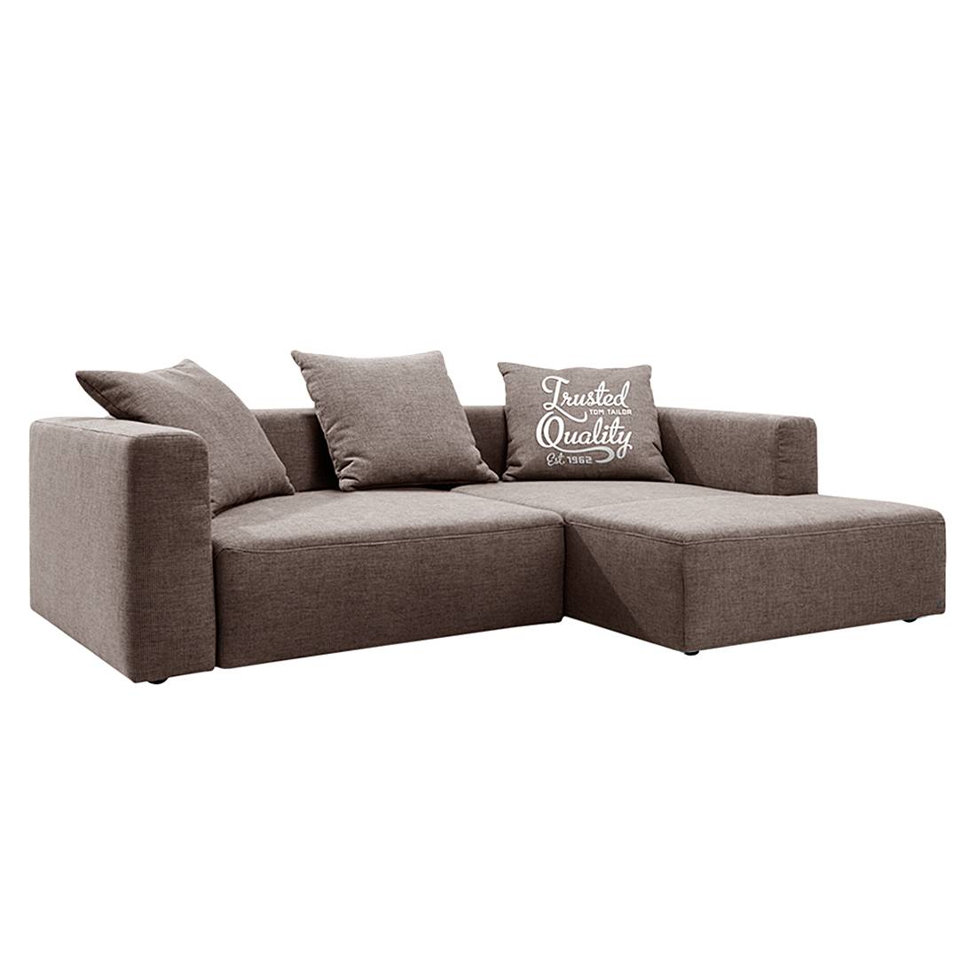 Ecksofa Heaven Casual - Webstoff - Longchair/Ottomane davorstehend rechts - Mit Schlaffunktion - Braun, Tom Tailor