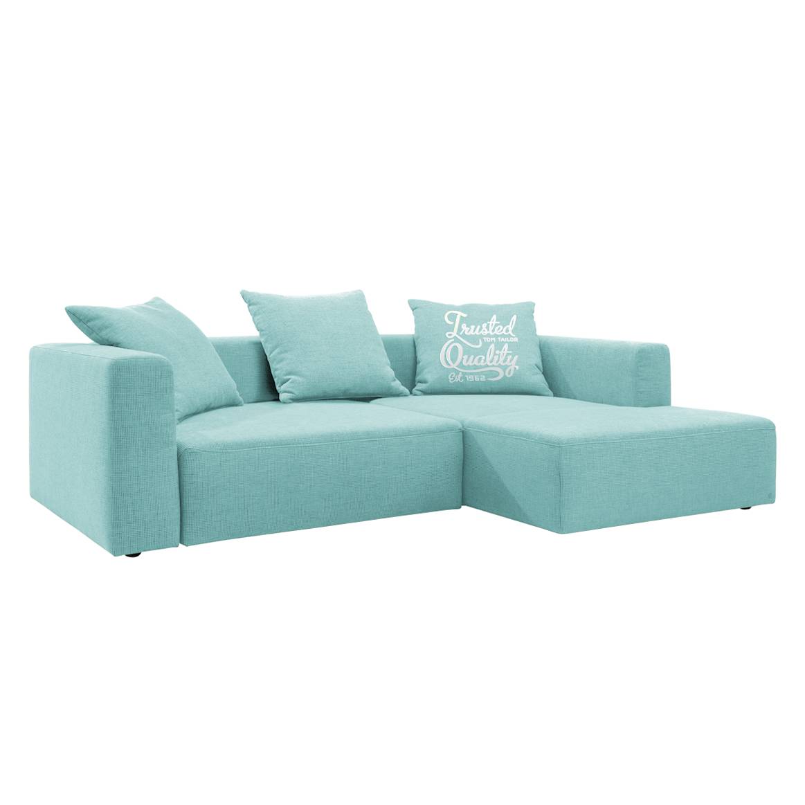 Ecksofa Heaven Casual - Webstoff - Longchair/Ottomane davorstehend rechts - Mit Schlaffunktion - Himmelblau, Tom Tailor