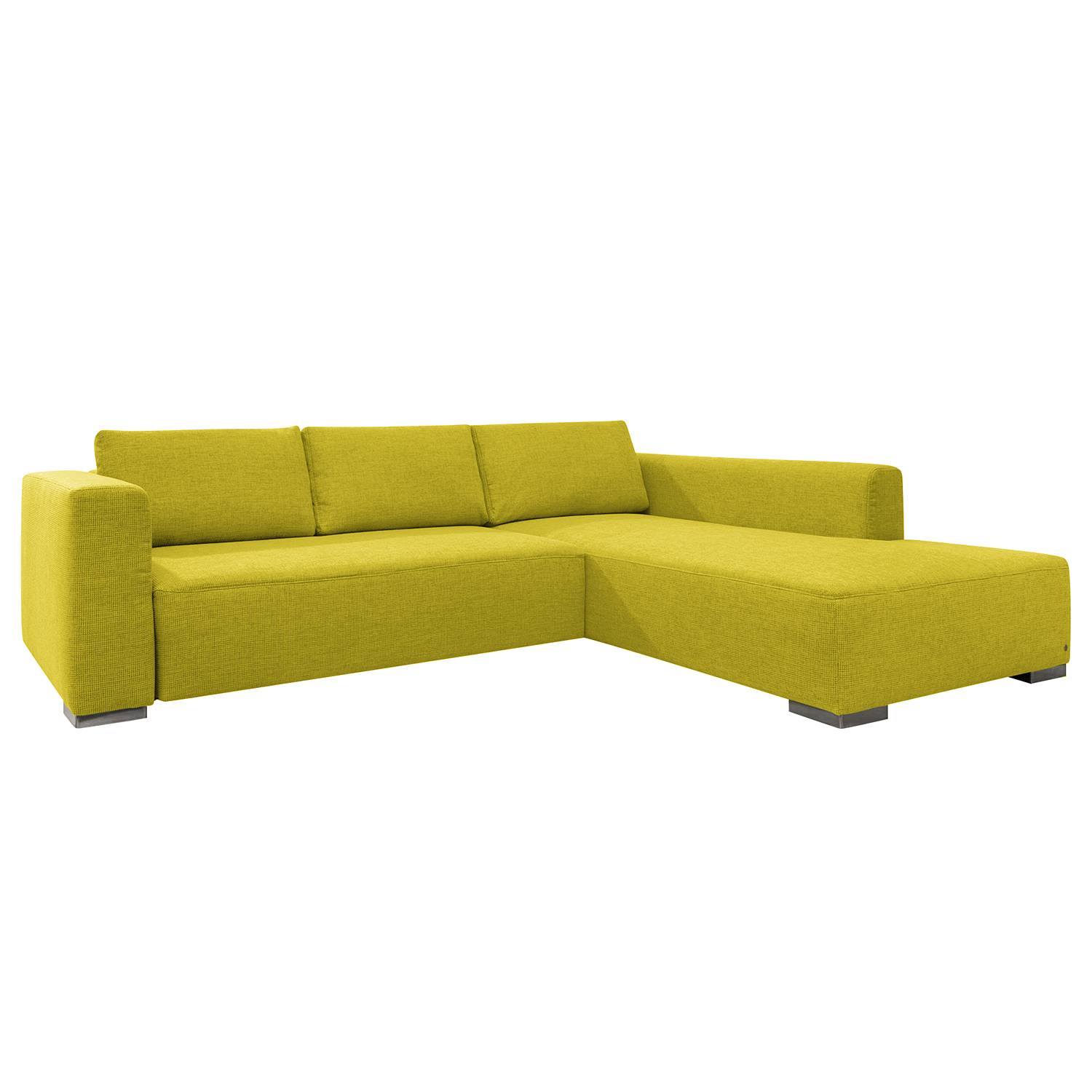 Ecksofa Heaven Colors Style XL - Webstoff - Longchair/Ottomane davorstehend rechts - Mit Schlaffunktion - Senfgelb, Tom Tailor