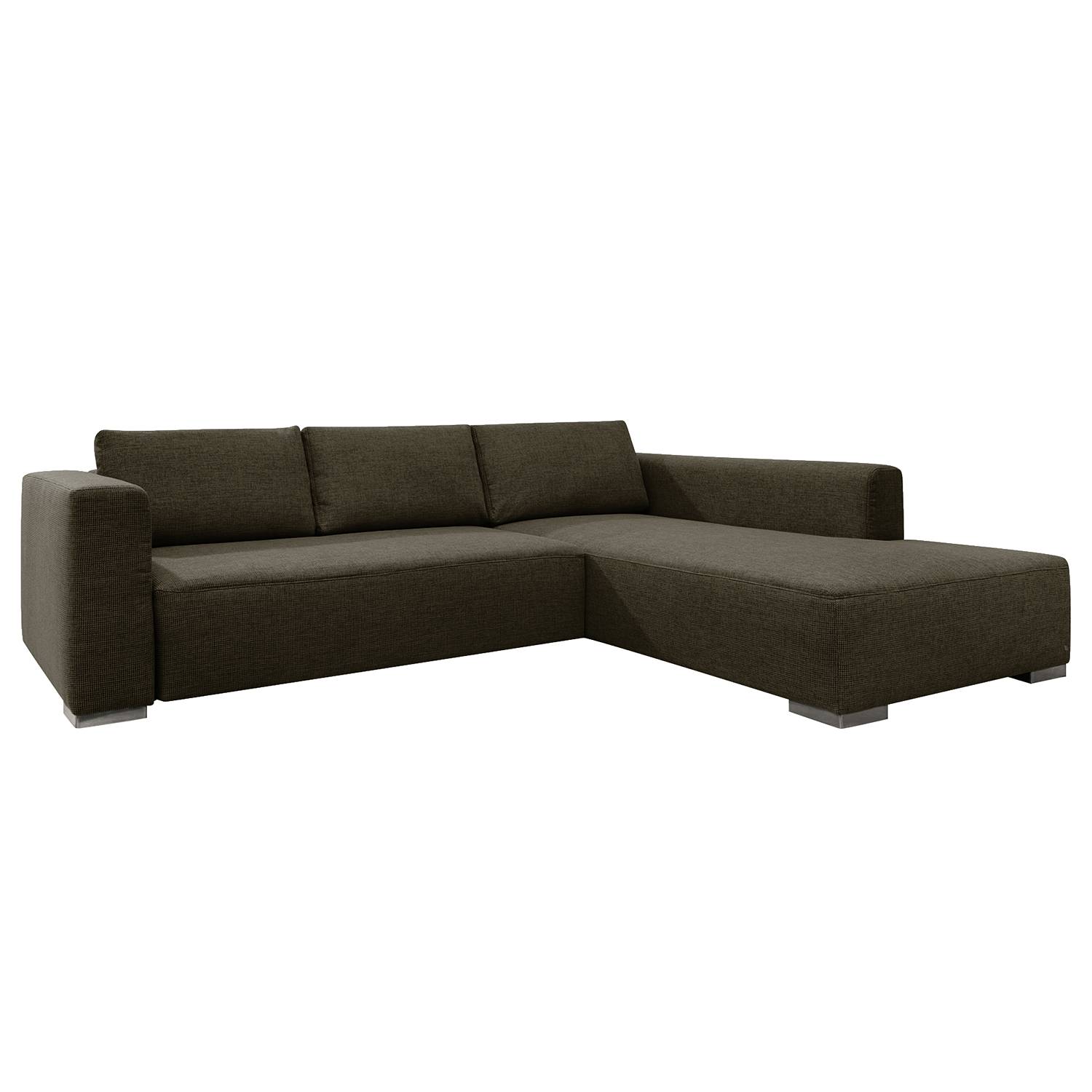 Ecksofa Heaven Colors Style XL - Webstoff - Longchair/Ottomane davorstehend rechts - Ohne Schlaffunktion - Dunkelbraun, Tom Tailor