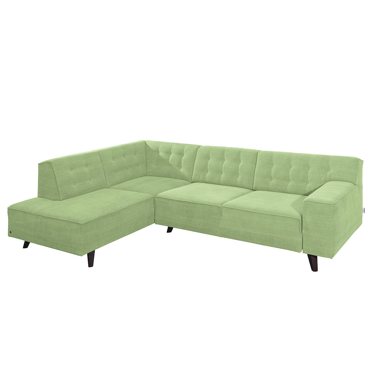 Ecksofa Nordic Chic - Webstoff - Longchair/Ottomane davorstehend links - Hellgrün - 269 cm, Tom Tailor