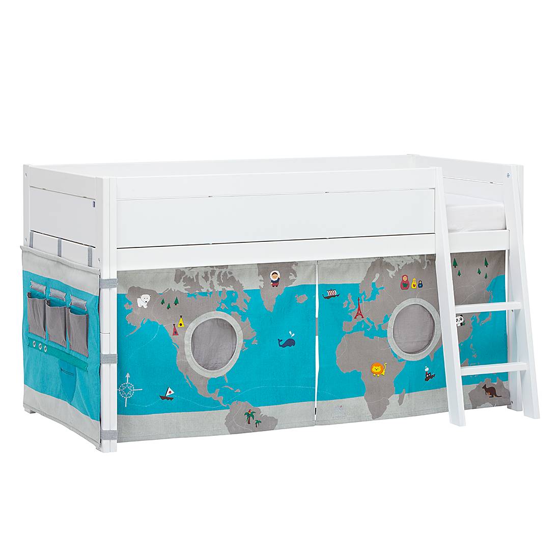 Halbhohes Bett Lifetime Original - Kiefer teilmassiv/Textil - Weiß/Bunt - Mit Deluxe Lattenrost, Lifetime Kidsrooms