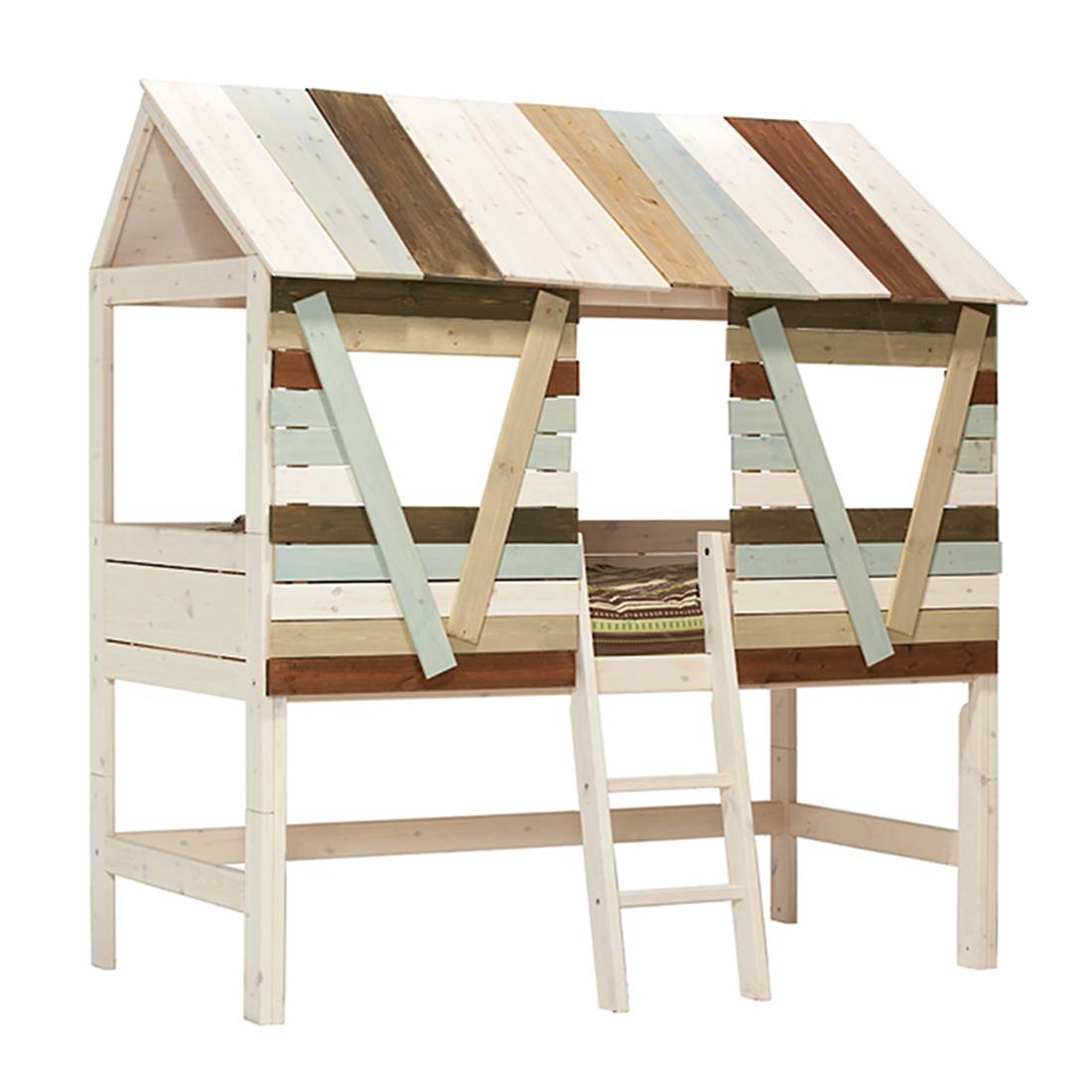 Hochbett Lifetime Original - Kiefer massiv - Whitewash - Inkl. Deluxe Lattenrost, Lifetime Kidsrooms