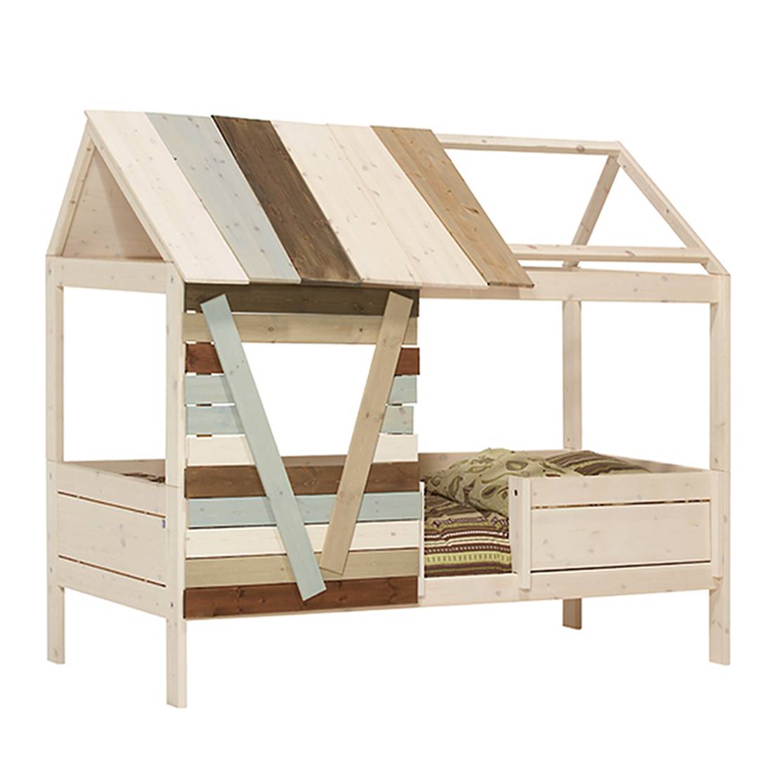 Kinderbett Baumhütte Lifetime Original - Kiefer massiv - Whitewash - Inkl. Rollrost, Lifetime Kidsrooms