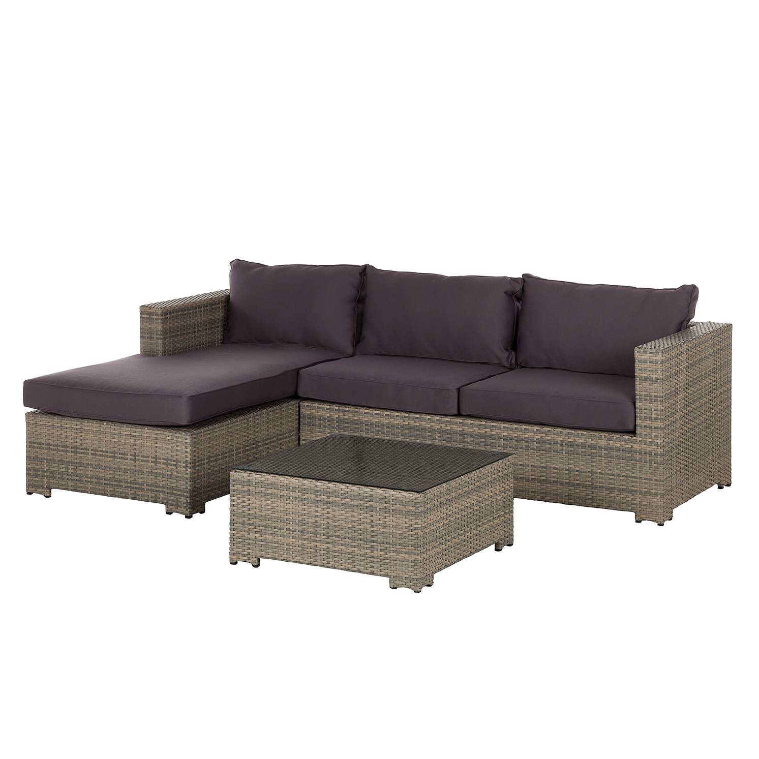 Loungesofa Paradise Lounge III (2-teilig) - Polyrattan / Webstoff - Braun / Deep Taupe, Kings Garden