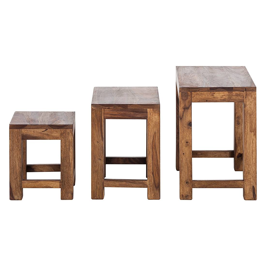 Ohio Beistelltisch (3er Set) – Sheesham massiv – gewachst, ars Beistelltisch Mit Zeitungsablage Holz ~ Ohio Beistelltisch (3er Set) – Sheesham massiv – gewachst, ars