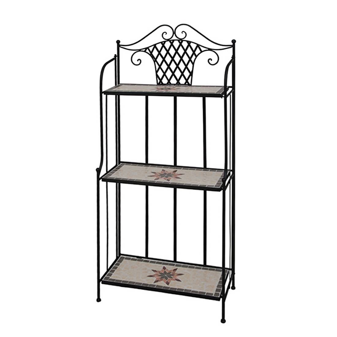 Regal Stella - Eisen/Keramik - Schwarz/ Mosaik, Siena Garden günstig
