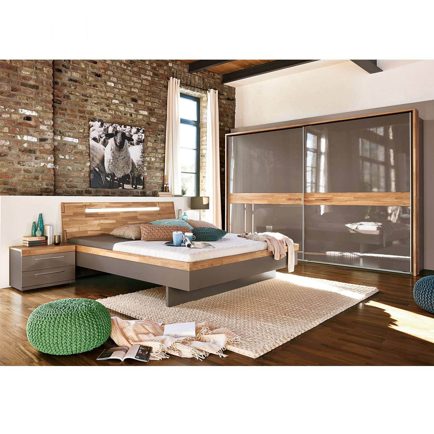 Schlafzimmerset Feel (3-teilig) - Taupe / Eiche -, Arte M kaufen