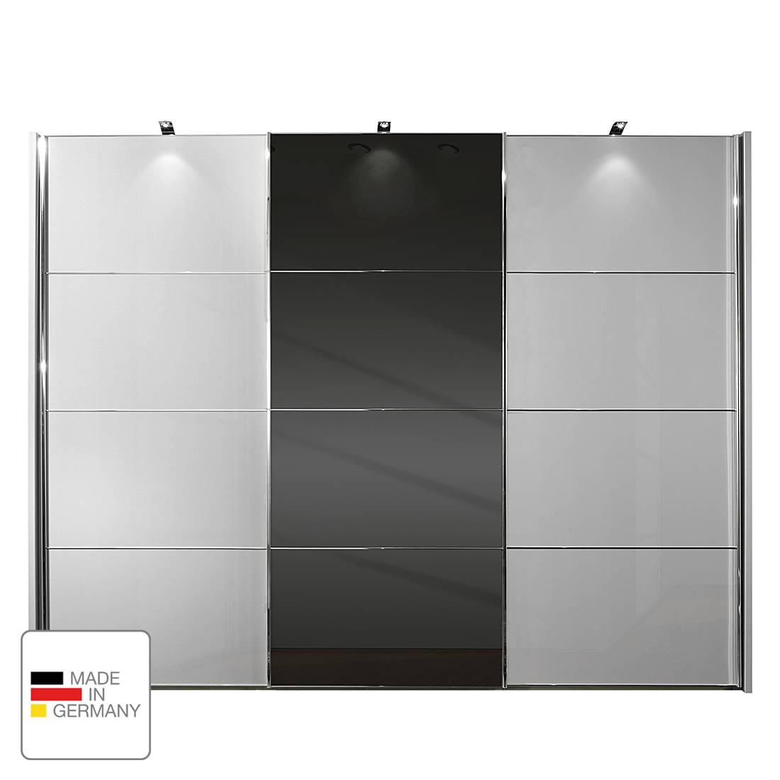 Schwebetürenschrank Amsterdam - Silber/Graphit - LED-Beleuchtung - 330