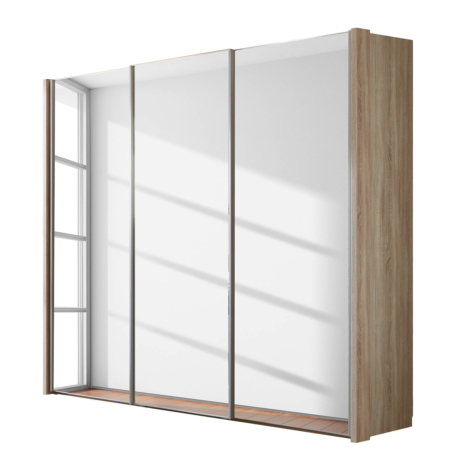 Schwebetürenschrank II Meran - Eiche Sägerau Dekor - 300 cm (3-türig