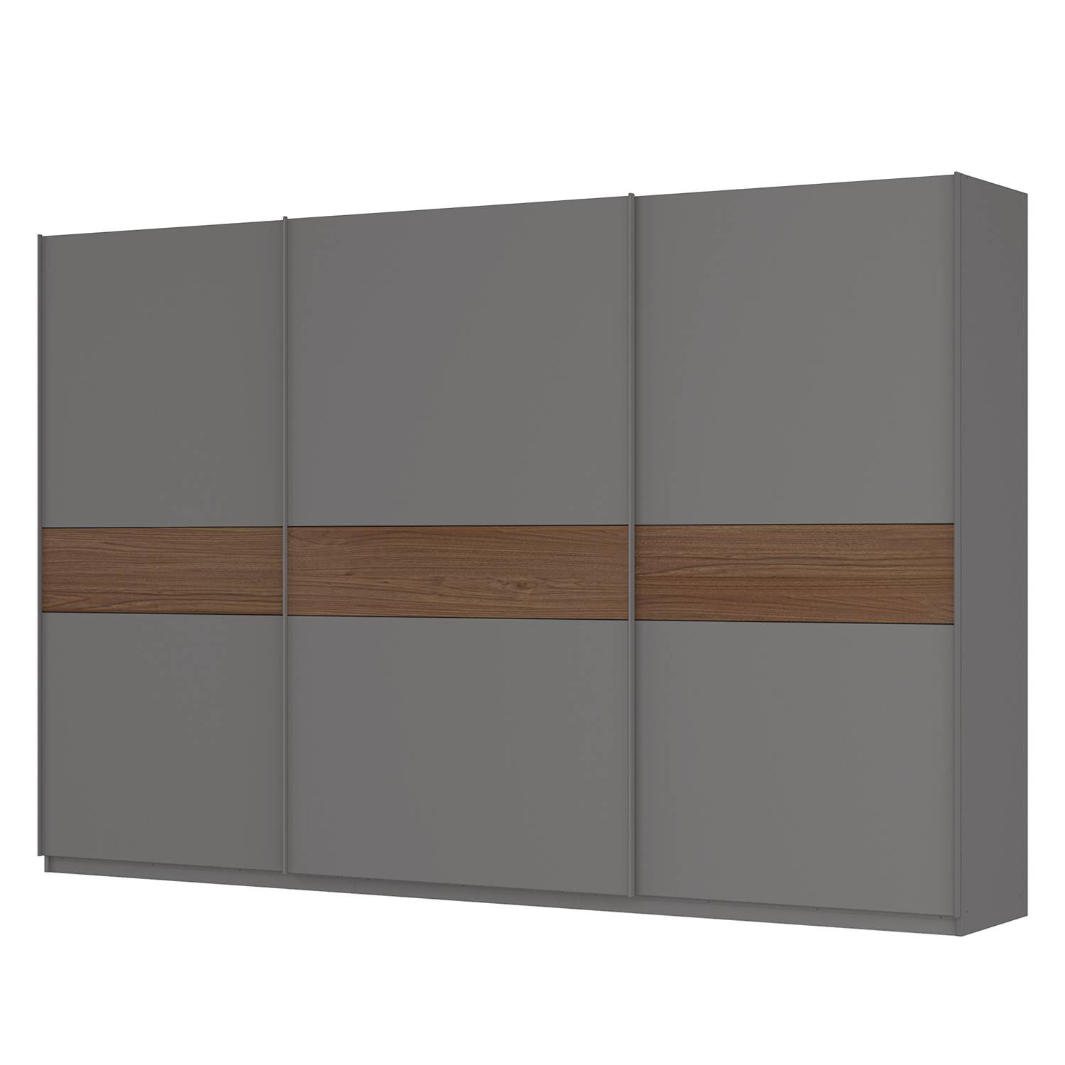 Schwebetürenschrank SKØP - Graphit / Nussbaum Royal Dekor - 360 cm (3-türig) - 236 cm - Comfort, SKØP