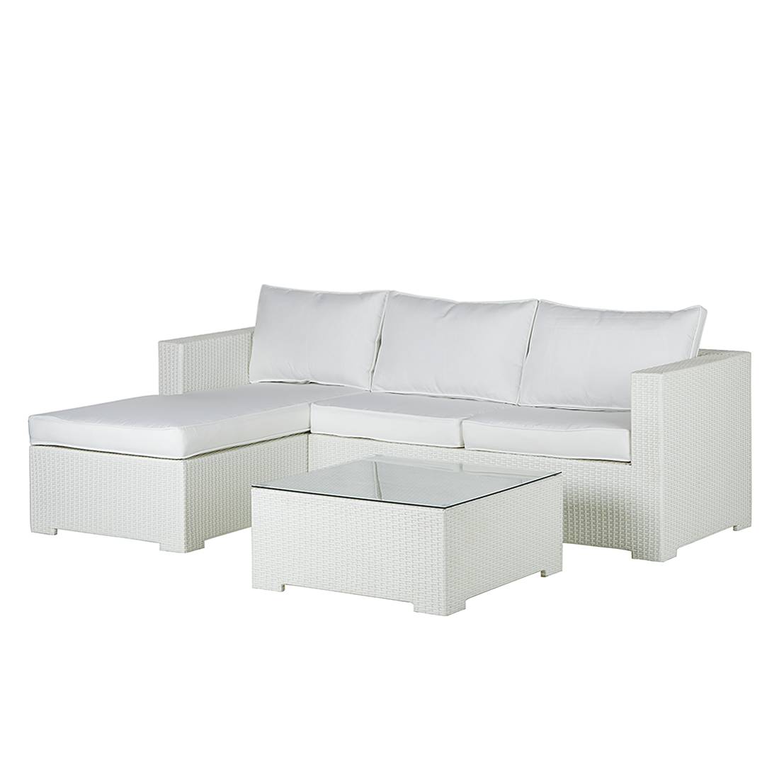 Lounge Sitzgruppe White Comfort (3-teilig) - Polyrattan/Textil - Weiß, Kings Garden