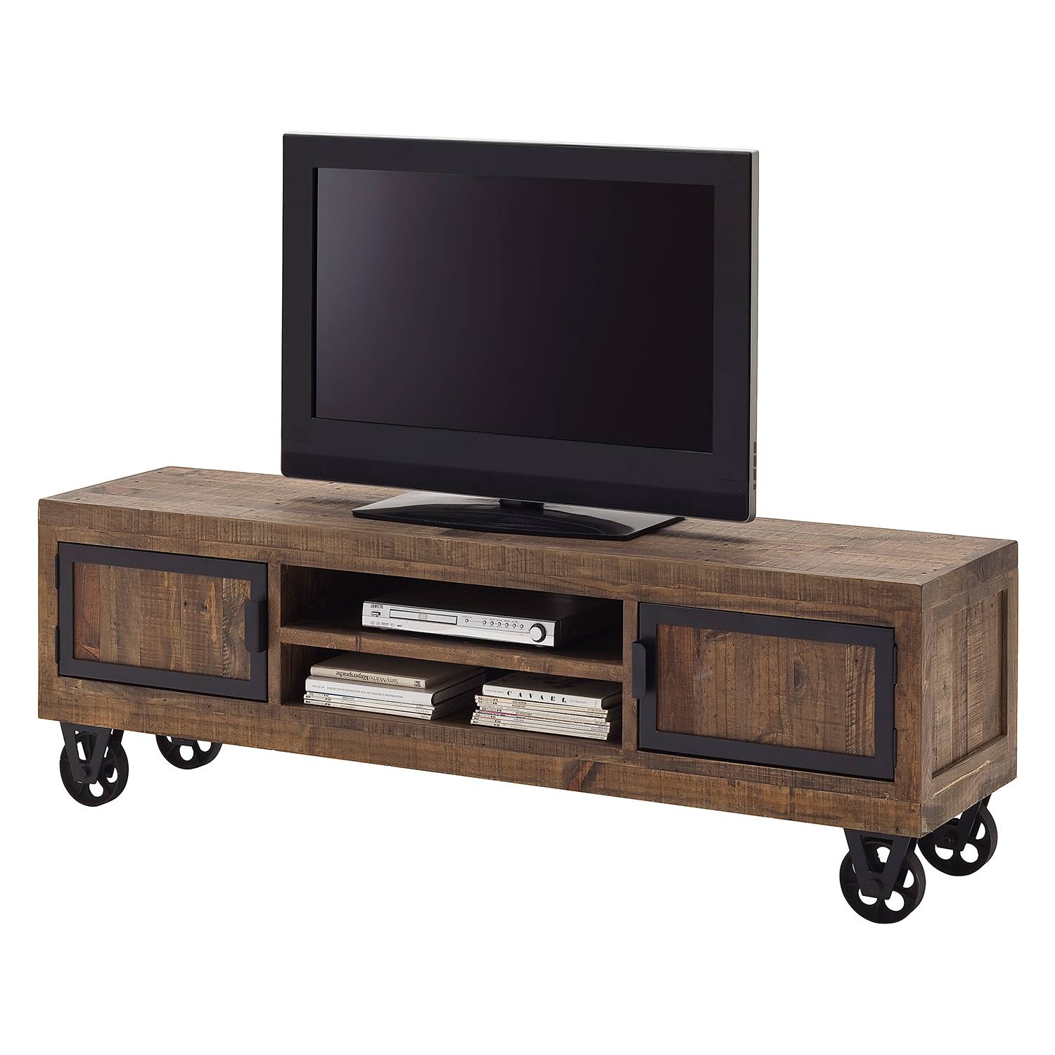 tv lowboard firlo iii kiefer massiv antik braun 2762386