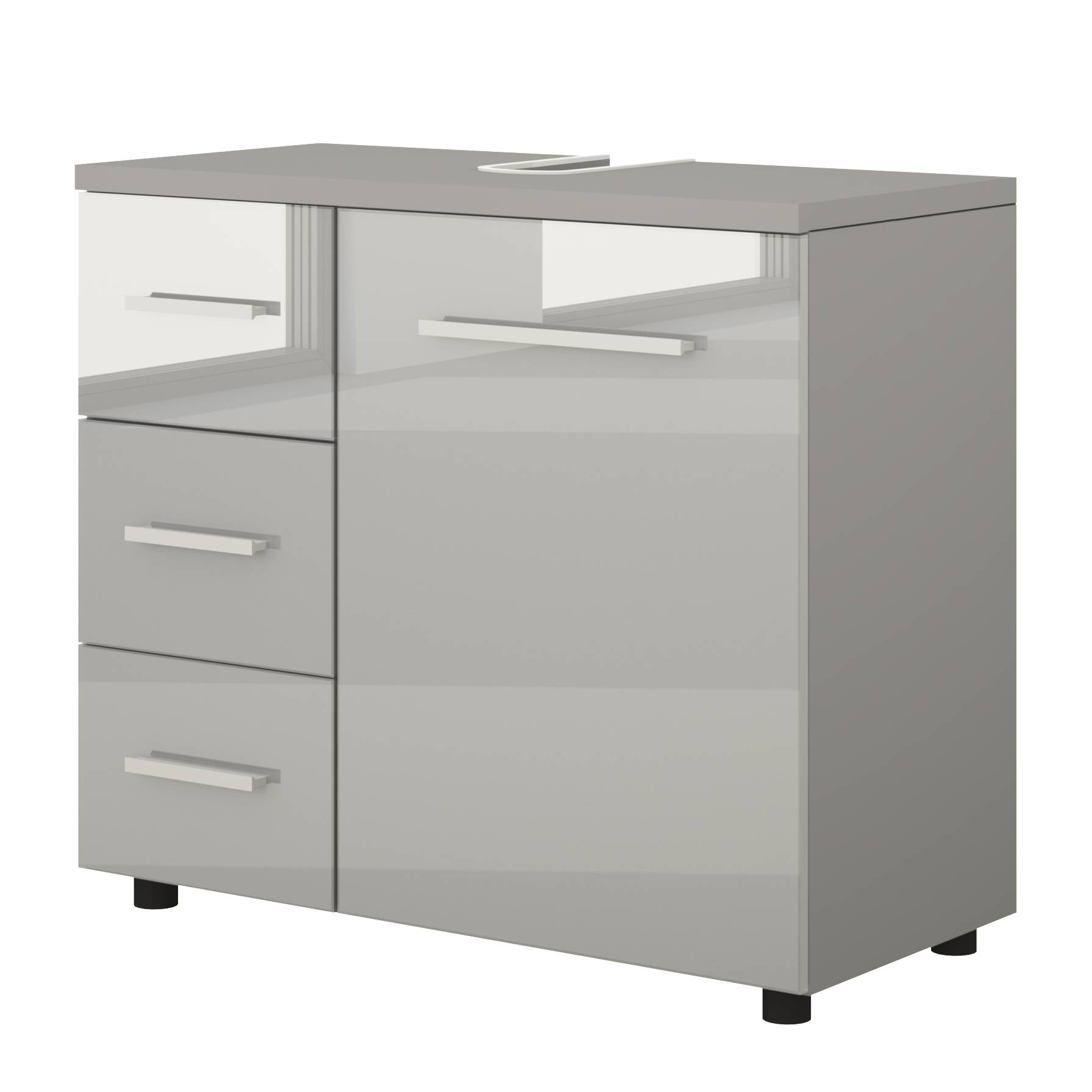 Waschbeckenunterschrank Hochglanz Grau