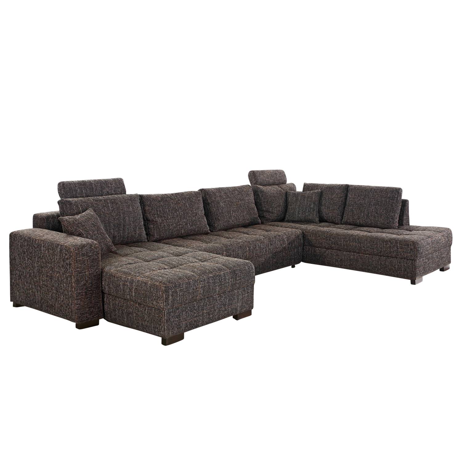 Wohnlandschaft Antego I (mit Schlaffunktion) - Strukturstoff - Ottomane/Longchair beidseitig montierbar - Braungrau, Home Design