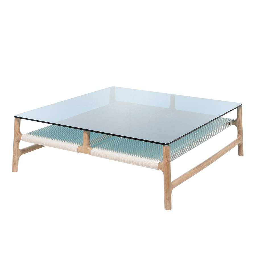 Couchtisch fawn glas / eiche massiv fashion for home