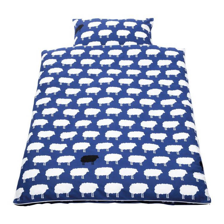 Babybeddengoed Happy Sheep 2 delig overtrek en kussensloop blauw_ Pinolino