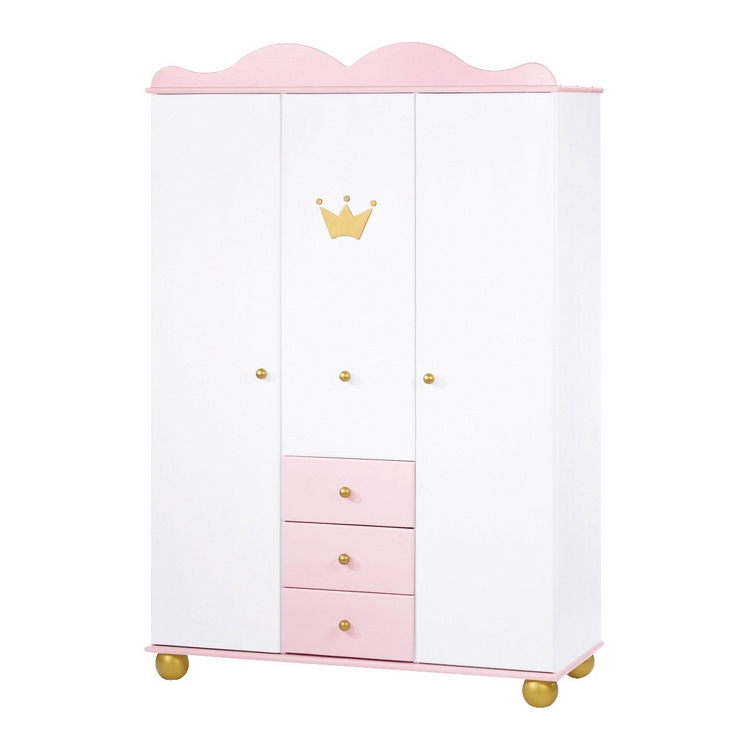 Kledingkast Princes Karolin massief vuren wit roze gebeitst_ Pinolino